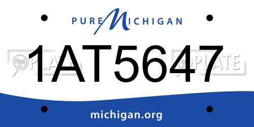 1AT5647 Michigan License Plate