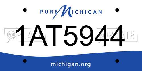 1AT5944 Michigan License Plate
