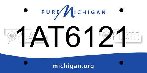 1AT6121 Michigan License Plate