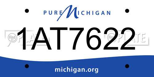 1AT7622 Michigan License Plate