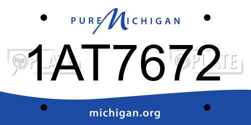 1AT7672 Michigan License Plate