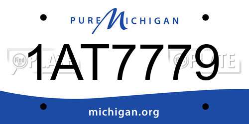 1AT7779 Michigan License Plate