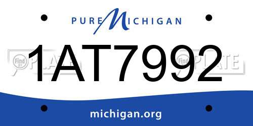 1AT7992 Michigan License Plate