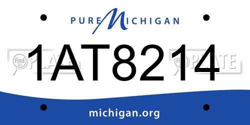 1AT8214 Michigan License Plate