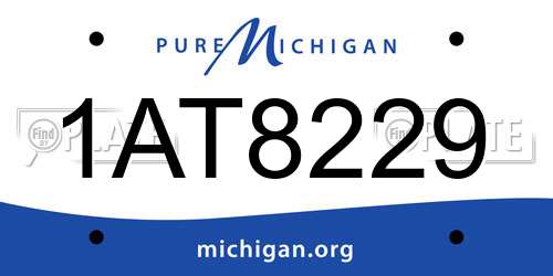 1AT8229 Michigan License Plate