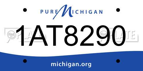 1AT8290 Michigan License Plate