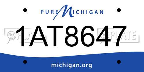 1AT8647 Michigan License Plate