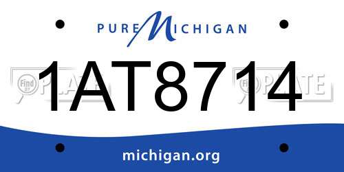 1AT8714 Michigan License Plate
