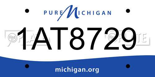 1AT8729 Michigan License Plate