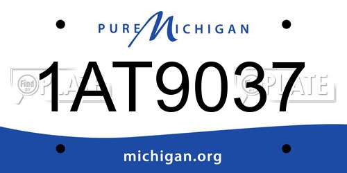 1AT9037 Michigan License Plate