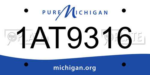 1AT9316 Michigan License Plate