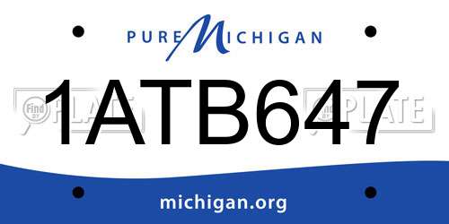 1ATB647 Michigan License Plate