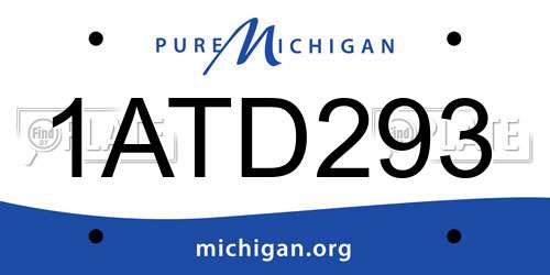 1ATD293 Michigan License Plate