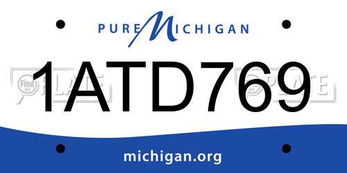 1ATD769 Michigan License Plate