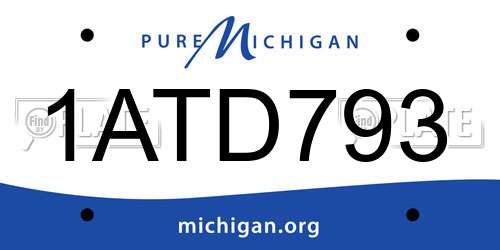 1ATD793 Michigan License Plate