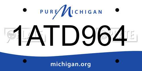 1ATD964 Michigan License Plate