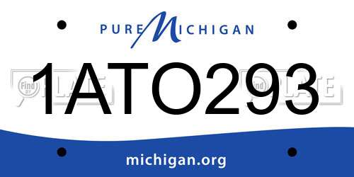 1ATO293 Michigan License Plate