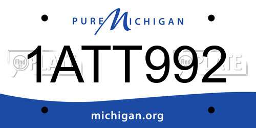 1ATT992 Michigan License Plate
