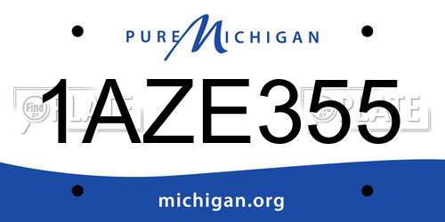 1AZE355 Michigan License Plate