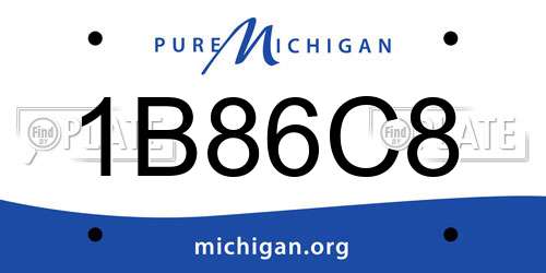 1B86C8 Michigan License Plate