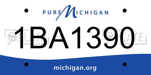 1BA1390 Michigan License Plate