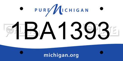 1BA1393 Michigan License Plate