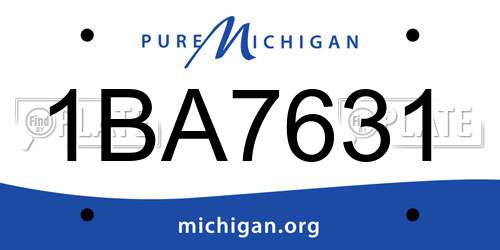 1BA7631 Michigan License Plate