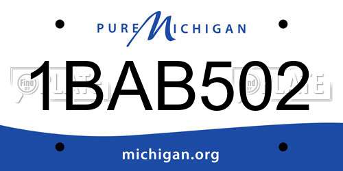 1BAB502 Michigan License Plate