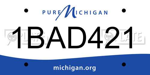 1BAD421 Michigan License Plate