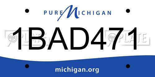 1BAD471 Michigan License Plate