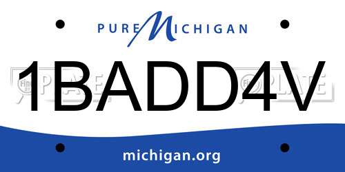 1BADD4V Michigan License Plate