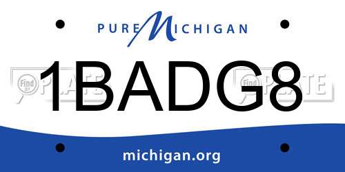 1BADG8 Michigan License Plate