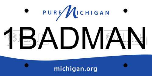 1BADMAN Michigan License Plate