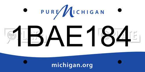1BAE184 Michigan License Plate