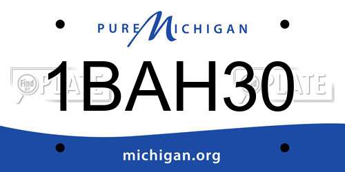 1BAH30 Michigan License Plate