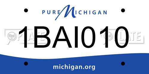 1BAI010 Michigan License Plate