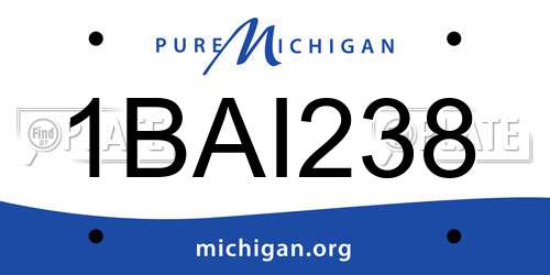 1BAI238 Michigan License Plate