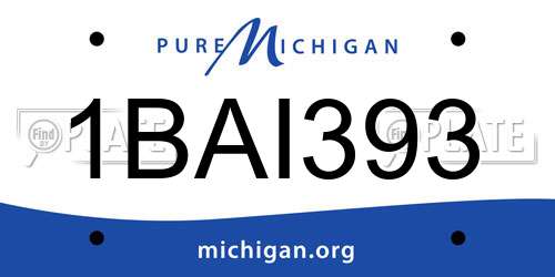 1BAI393 Michigan License Plate