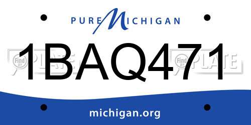1BAQ471 Michigan License Plate