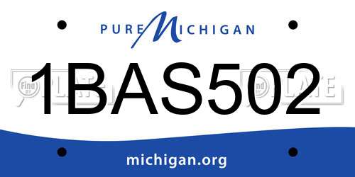 1BAS502 Michigan License Plate