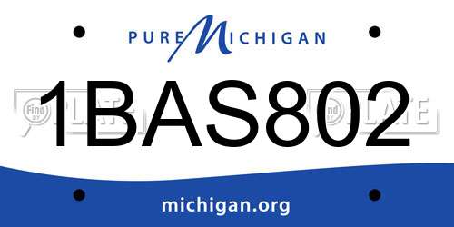 1BAS802 Michigan License Plate