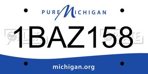 1BAZ158 Michigan License Plate