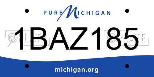 1BAZ185 Michigan License Plate