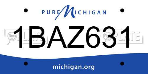 1BAZ631 Michigan License Plate