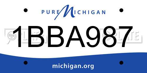 1BBA987 Michigan License Plate