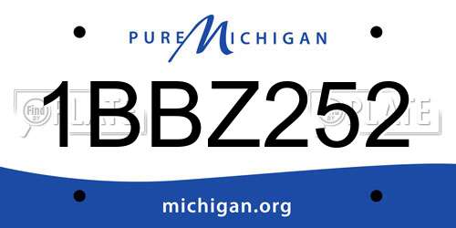 1BBZ252 Michigan License Plate