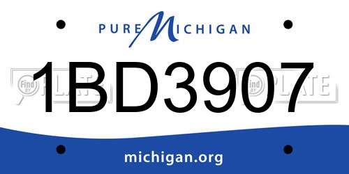 1BD3907 Michigan License Plate