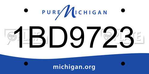 1BD9723 Michigan License Plate