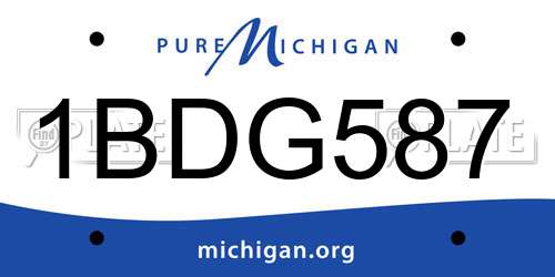 1BDG587 Michigan License Plate
