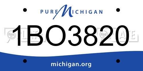 1BO3820 Michigan License Plate